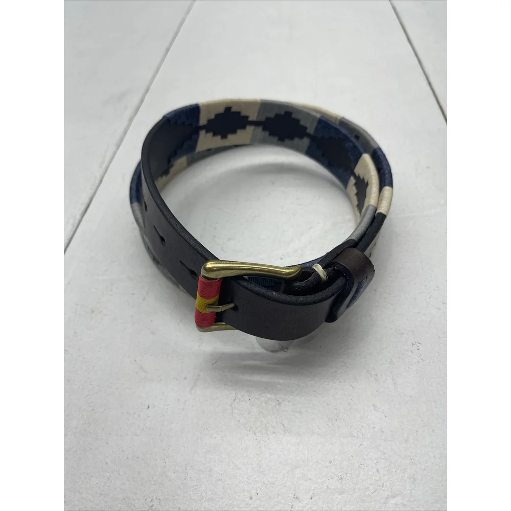 Old Ombu Belt Adults Size 95 36” M Pampa Leather Blue & Cream Wax Thread
